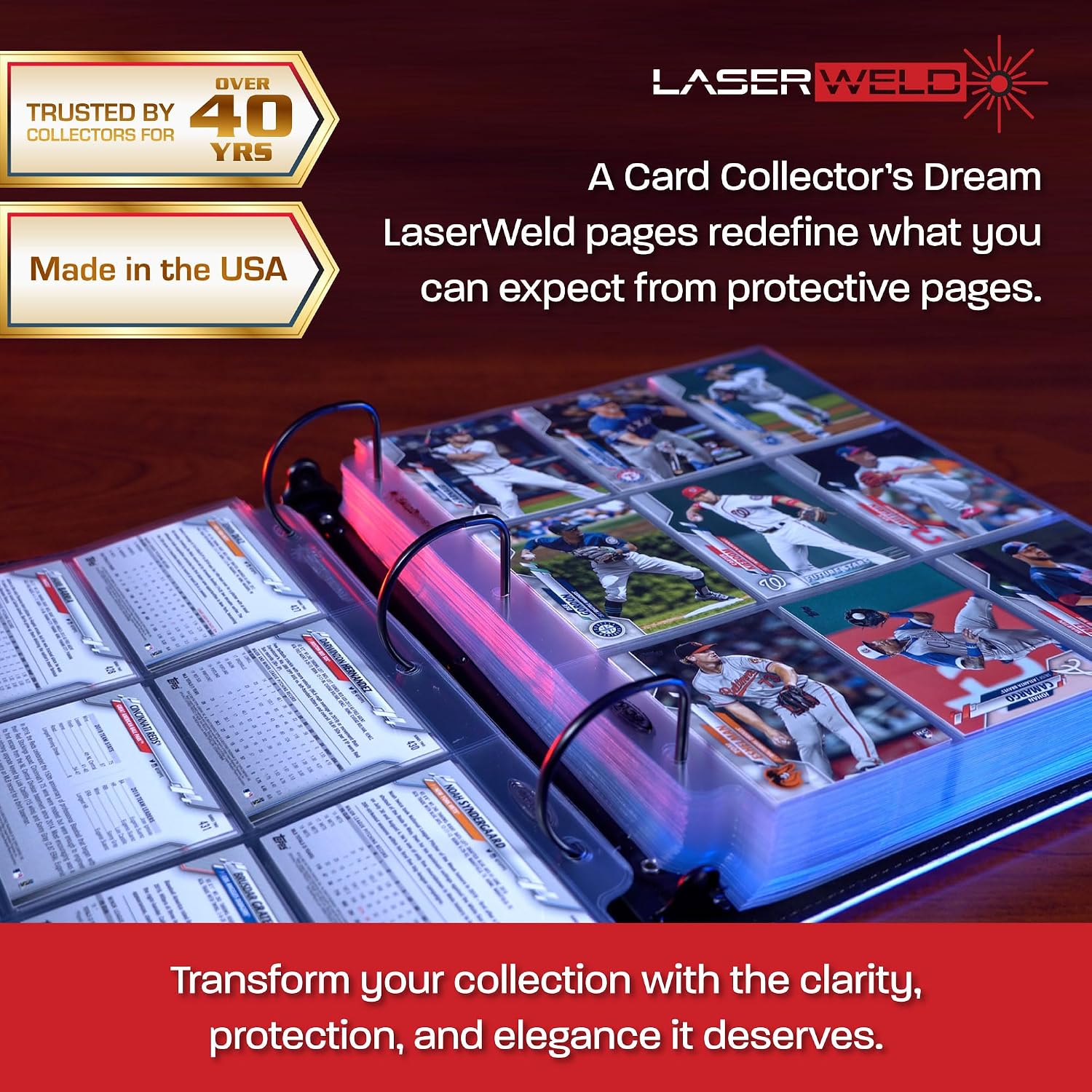BCW LaserWeld 9 Pocket Pages - 500 Page Pack | Glass-Like Clear Flat Lay | Premium Ultra Flat and Clear Pocket Pages for Cards | Trading Card Binder Sleeves for Pokemon, MTG, Baseball, Basketball