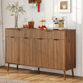 LYNCOHOME Fluted Sideboard Buffet Cabinet with Storage,2 Drawers and 4 Doors,Wood Coffee Bar Cabinet with Solid Wood Feet for Kitchen,Hallway