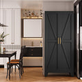 QINPTWUT 71' Metal Storage Cabinet with Doors and Shelves, Tall Pantry Cabinet in Black with 2 Doors & 4 Adjustable Shelves, All-Steel Farmhouse Cupboard for Kitchen, Living Room,Home Office,Garage
