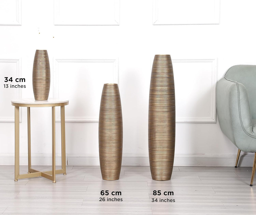 Leewadee Decorative Tall Floor Vase for Living Room Decor, 34 inches, Gold, Resin