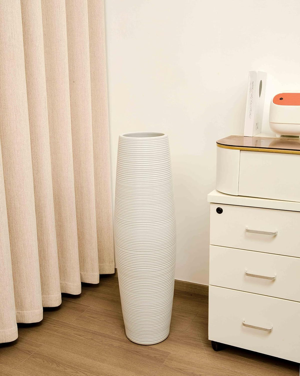 Extra Large 31.5' Floor Vase Modern Minimalist - Handmade Ceramic White Gloss Vase for Entryway, Wedding Decor, Farmhouse Living Room - Fits Tall Stems & Branches (7' Mouth, 9.8' Max Width