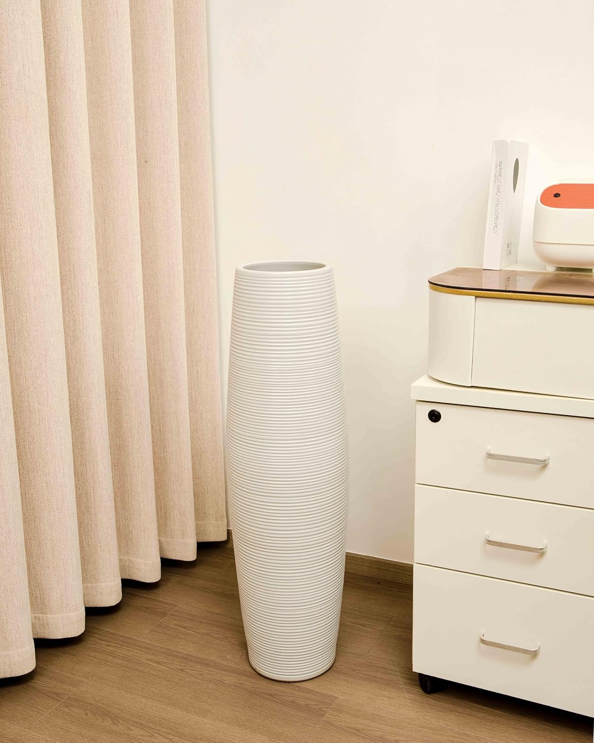 Extra Large 31.5' Floor Vase Modern Minimalist - Handmade Ceramic White Gloss Vase for Entryway, Wedding Decor, Farmhouse Living Room - Fits Tall Stems & Branches (7' Mouth, 9.8' Max Width