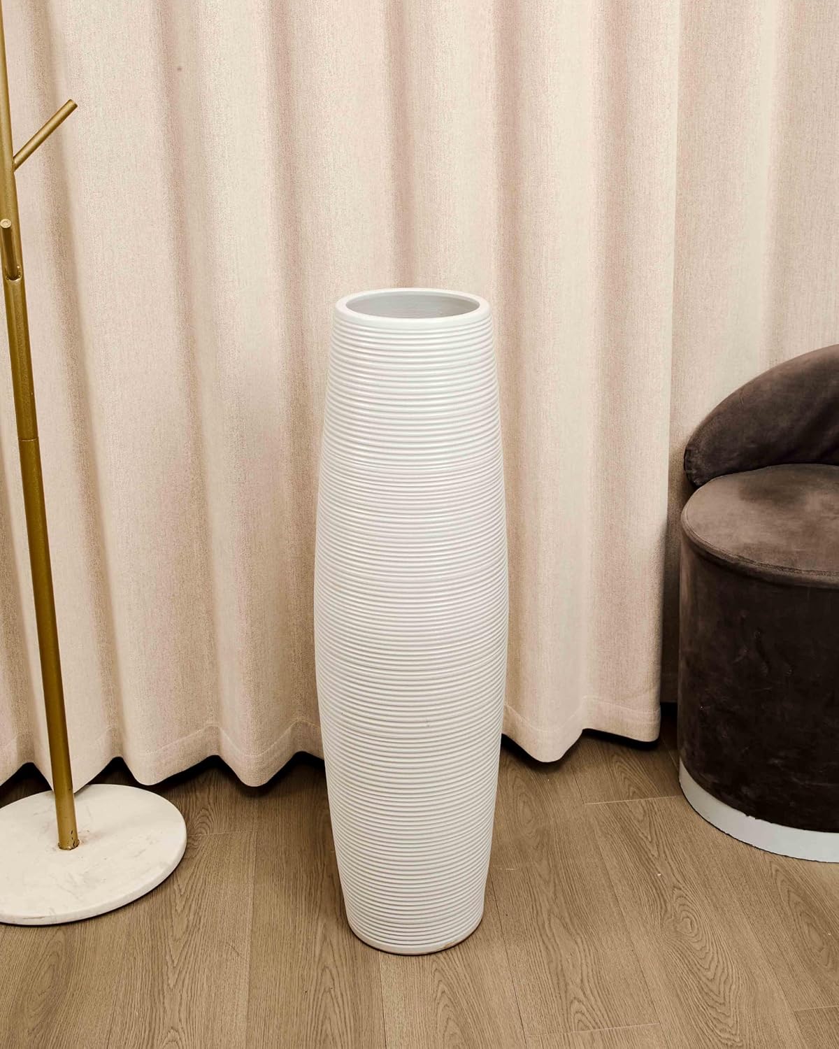 Extra Large 31.5' Floor Vase Modern Minimalist - Handmade Ceramic White Gloss Vase for Entryway, Wedding Decor, Farmhouse Living Room - Fits Tall Stems & Branches (7' Mouth, 9.8' Max Width