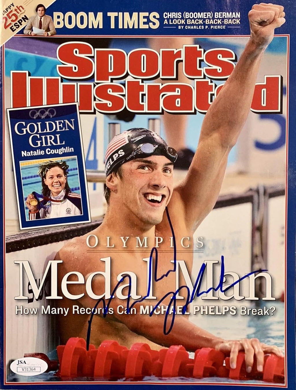 Topps Michael Phelps Signed (Medal Man) Sports Illustrated Si Magazine Jsa - Autographed Olympic Magazines