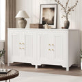 Jocoevol 55'' Buffet Cabinet with Storage, Modern Fluted Door Design Sideboard Buffet Cabinet with Storage and Adjustable Shelf, Coffee Bar Station for Kitchen, Dining Room, Pure White