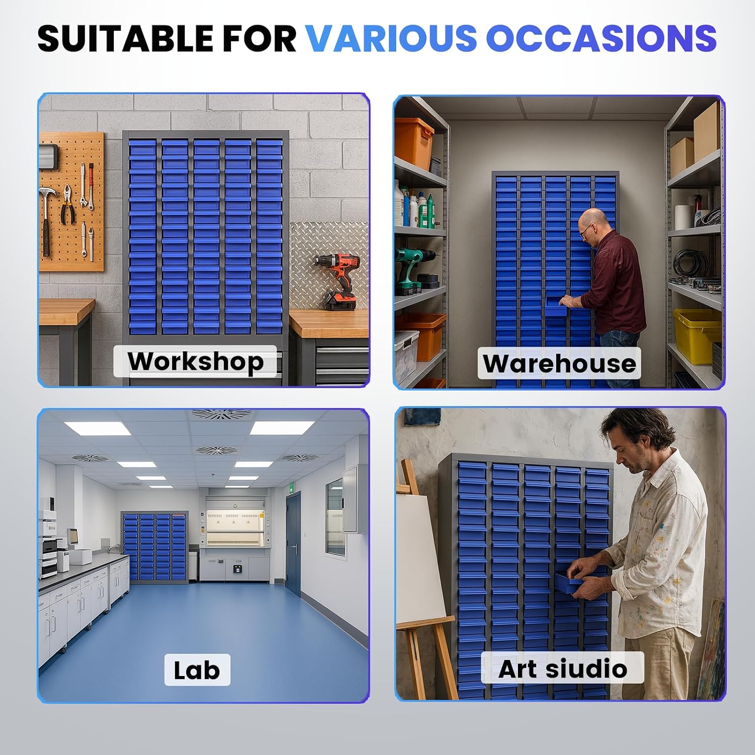75-Drawer Small Parts Organizer, Nut and Bolt Organizer, Bolt Bin with ABS Drawers, Metal Storage Cabinet for Garage, Workshop, Home & Office, Tool Cabinet with Drawer