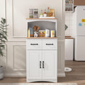 Kitchen Pantry Storage Cabinet Bar Cabinet Cupboard with Storage Drawers and Adjustable Shelf, Microwave Cabinet with Open Space for Kitchen Dining Room Living Room, White