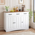 Gizoon Farmhouse Sideboard Buffet Cabinet, 42.5'' Kitchen Storage Cabinets with 3 Drawers and Barn Doors, Wood Coffee Bar Cabinet with Adjustable Shelf for Kitchen, Dining Room, Living Room, Retro