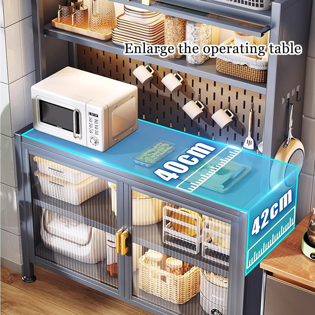 JKGHK 6-Tier Tall Kitchen Bakers Rack, Kitchen Storage Hutch Cupboard Cabinet with Adjustable Foot, Open Kitchens Pantry Storage Shelves for Spices, Pots, Pans(60cm/23.6in)