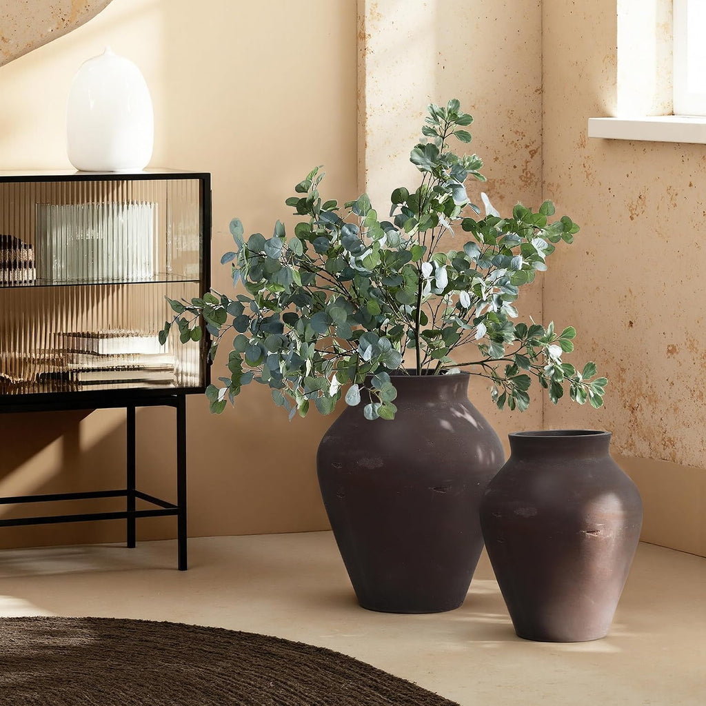 LuxenHome 16' Brown Floor Vase, Cement Rustic Vases for Flowers, Large Vases for Decor Living Room, Decorative Flower Vase for Home Decor
