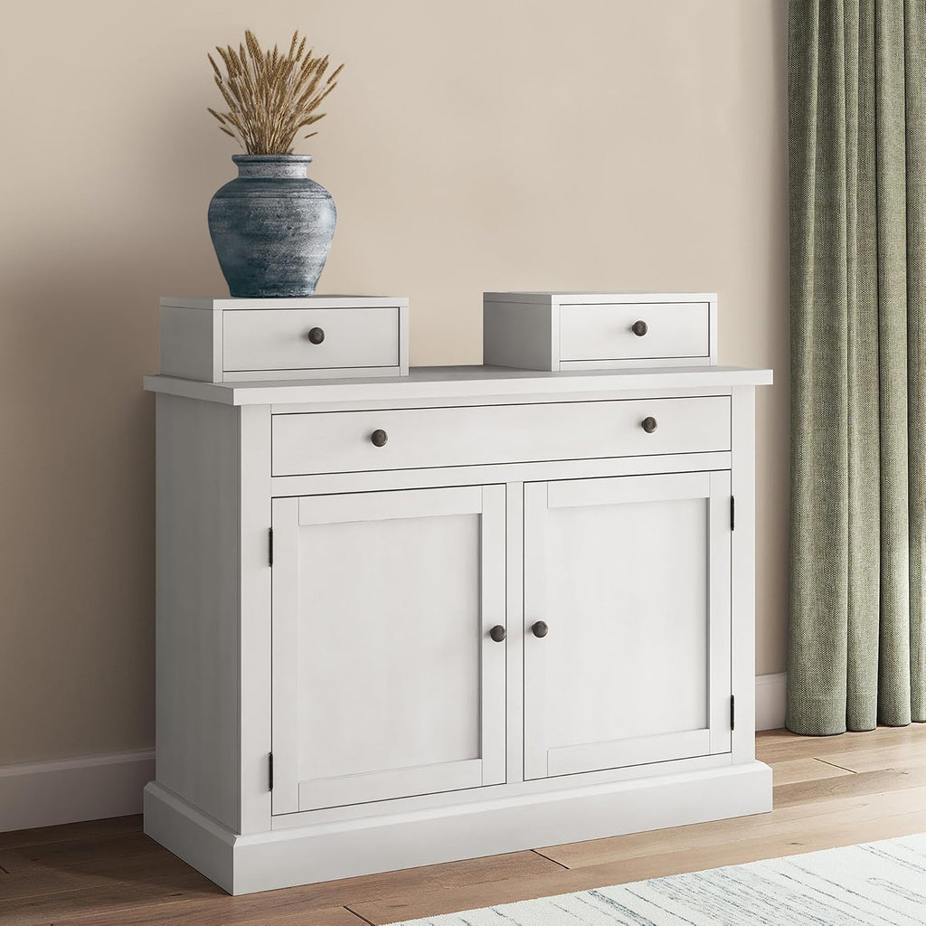 Signature Design by Ashley Chadworth Classic 1-Drawer Bakers Rack Base with Adjustable Shelf and Anti-Tipping Kits, White