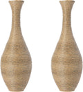 Set of 2 38-inch Tall Artificial Rattan Floor Vase in Elegant Beige - Statement Piece for Living Room Decor, Entryway, or Hallway - Versatile Home Accen