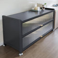 Microwave Oven Rack,Multi-Layer Kitchen Prep Table with Storage, Microwave Oven Shelf, Dust-Proof Bakers Rack, Versatile Dining Side Table, Svart 80x36x85 cm, Space-Saving Organization