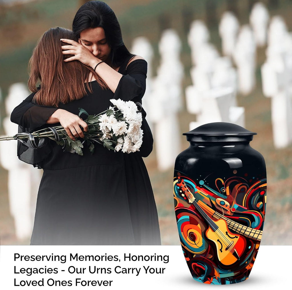 Swirling Guitar Abstract - Large Urns - Cremation Urns for Men - an Urn for Ashes - Urns for Adults (10inch), Natural