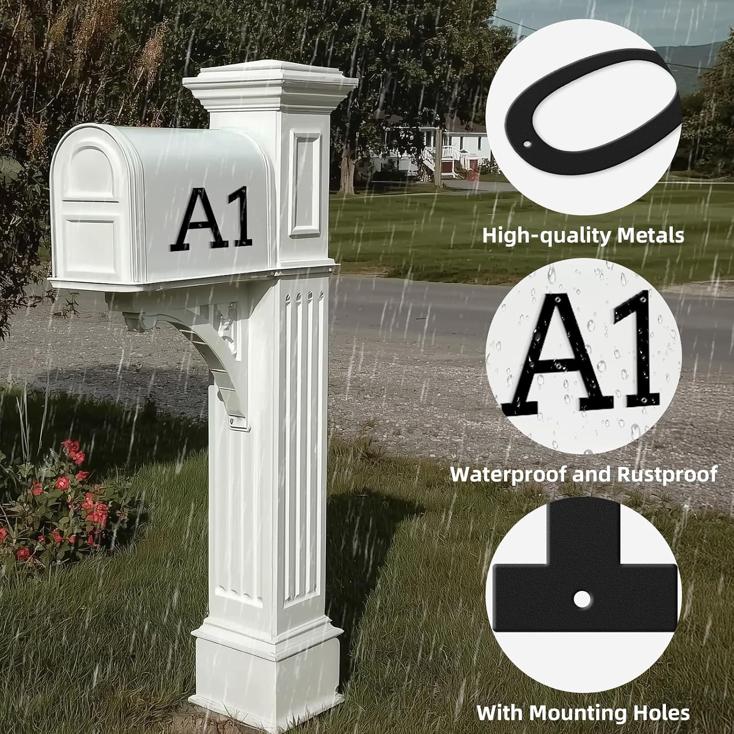 28' Metal House Numbers for Outside and Mailbox, Weatherproof Black Address Signs, Metal Letters Number Sign for Home Door Garden Office - Number 0