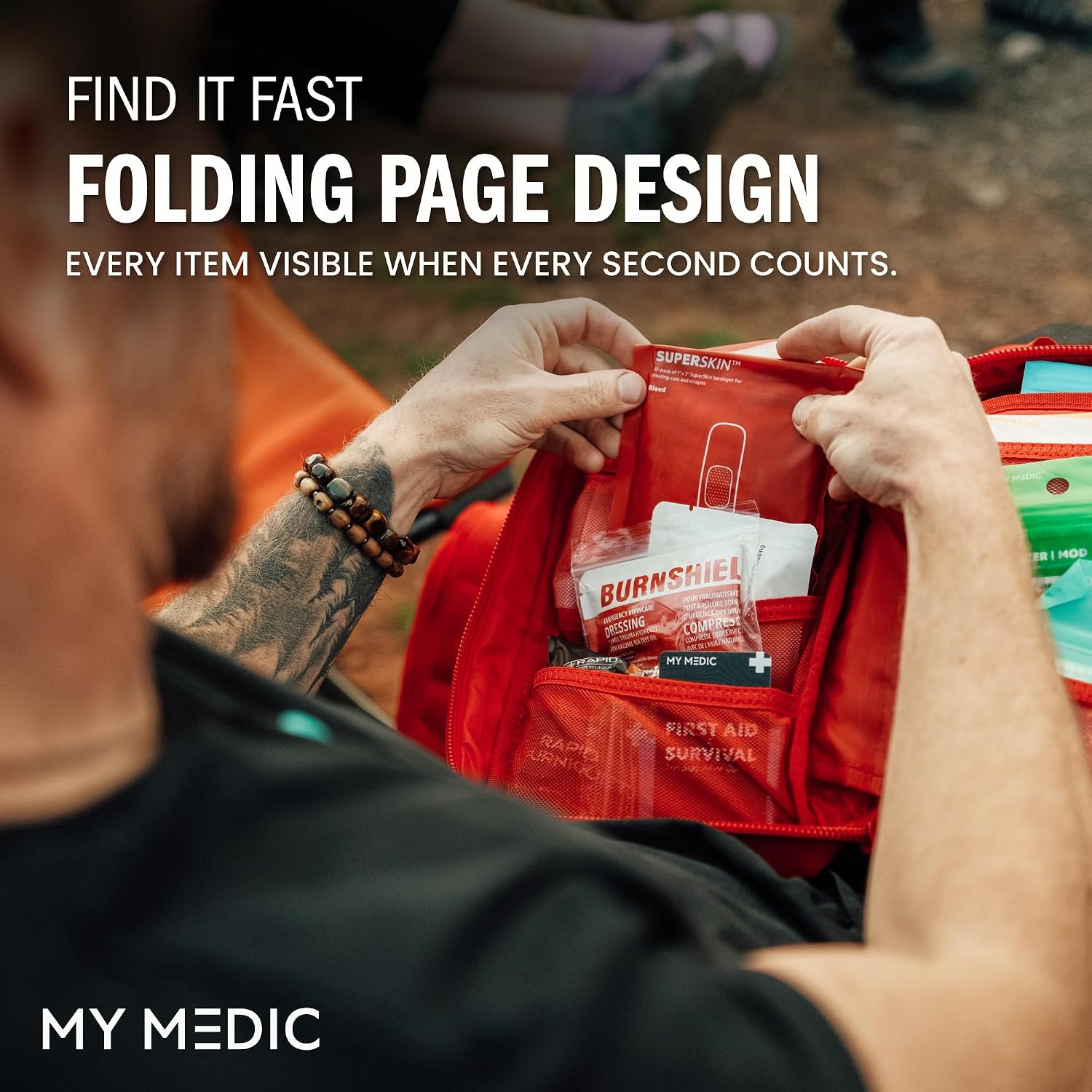 MY MEDIC MyFAK Standard Tactical IFAK & AFAK First Aid Kit - HSA FSA Items - Built in USA - Medical Supplies & Combat Medic Kit for Car, Truck, Vehicle & EDC Emergencies - Tactical Medical Bag, Black