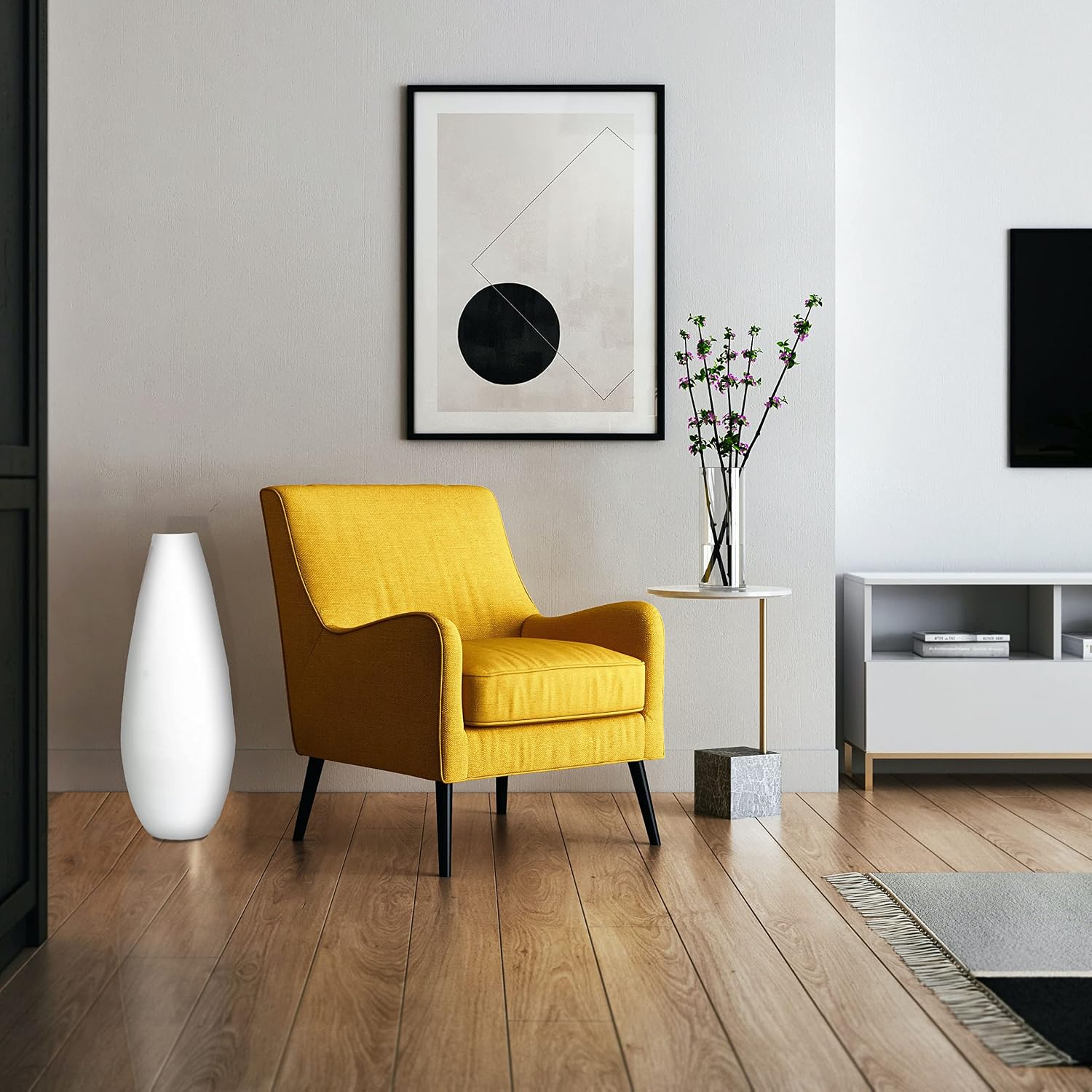 31.5' Spun Bamboo Tall Floor Vase - Sleek Metallic Finish, Elegant Home Decoration, Modern Accent Piece, Living Room Decor, Handcrafted Bamboo Art, Contemporary Interior Design, Unique Tall Vase