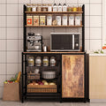 Kitchen Bakers Rack with Baskets and Door Cabinet,5-Tier Free Standing Storage Shelf Rack,Industrial Microwave Oven Stand for Kitchen, Dining Room,Living Room