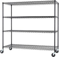 Trinity Basics 4-Tier Adjustable Wire Shelving with Wheels for Kitchen Organization, Garage Storage, Laundry Room, NSF Certified, 600 to 1800 Pound Capacity, 60' by 24' by 54', Black