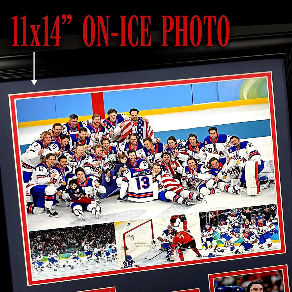 Legends Never Die 2026 USA Hockey Gold Medal Winners | Collectible Winter Olympics Ice Hockey Memorabilia | Framed Picture & Photo Collage Gift, Man Cave Wall Art, Home Decor | 2 Sizes (18'x22')