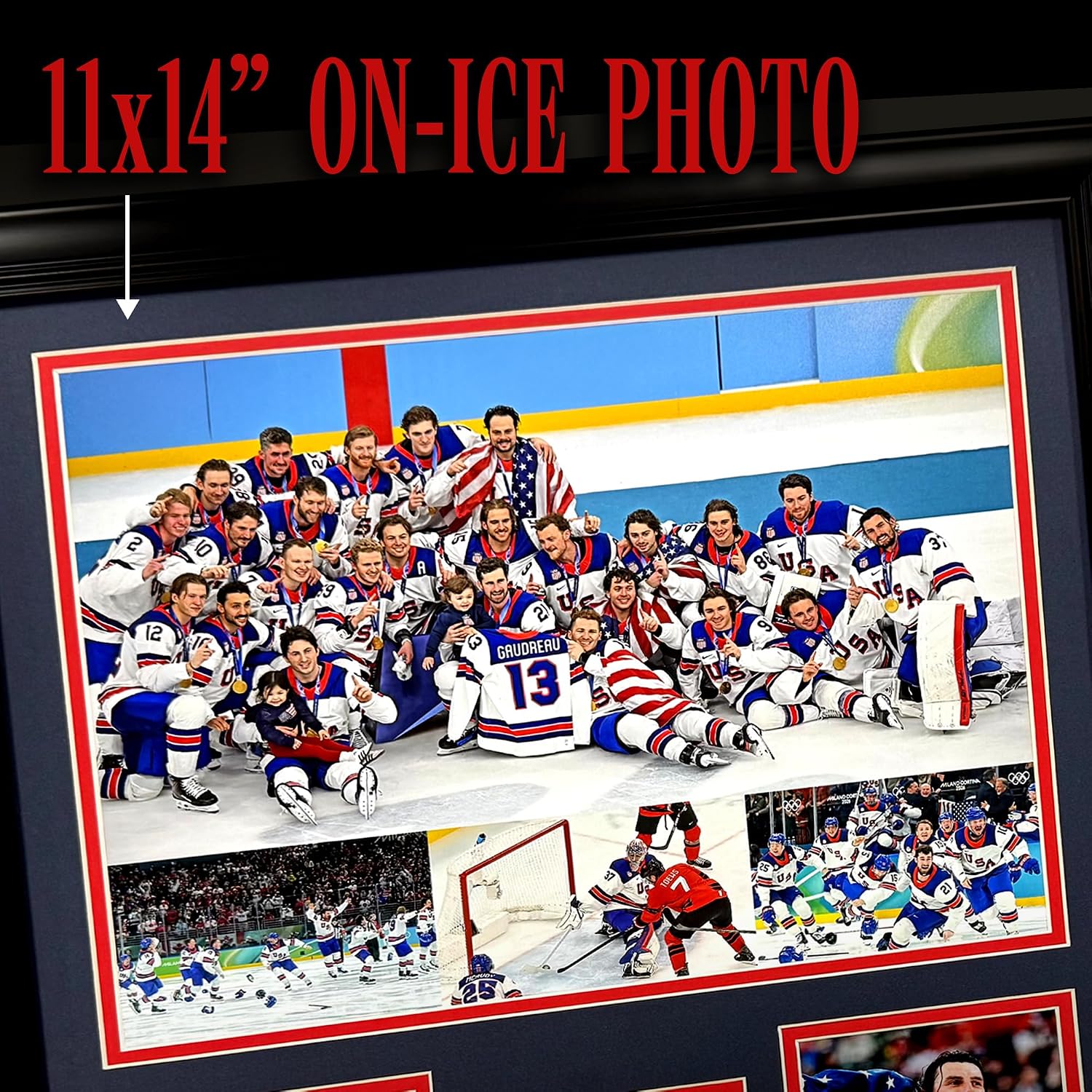 Legends Never Die 2026 USA Hockey Gold Medal Winners | Collectible Winter Olympics Ice Hockey Memorabilia | Framed Picture & Photo Collage Gift, Man Cave Wall Art, Home Decor | 2 Sizes (18'x22')