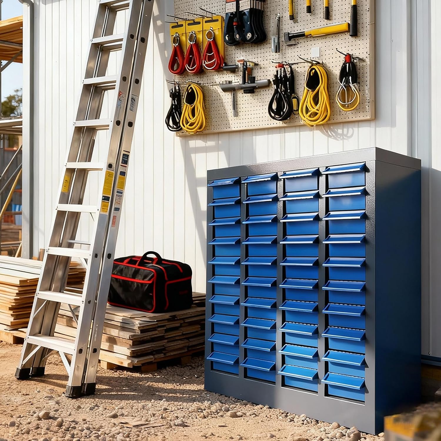 40 Drawer Parts Cabinet,330 Lb Nut and Bolt Storage Cabinet,Abs Nut and Tool Storage Organizer,with Dividers and Labels,Suitable for Studio,Laboratory and Home Use/Blue