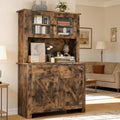 IDEALHOUSE 63' Kitchen Pantry Cabinet with Drawers, Hutch Cabinet with Storage, Microwave Stand, Adjustable Shelves, Freestanding Tall Pantry Storage for Dining Room, Living Room, Rustic Brown