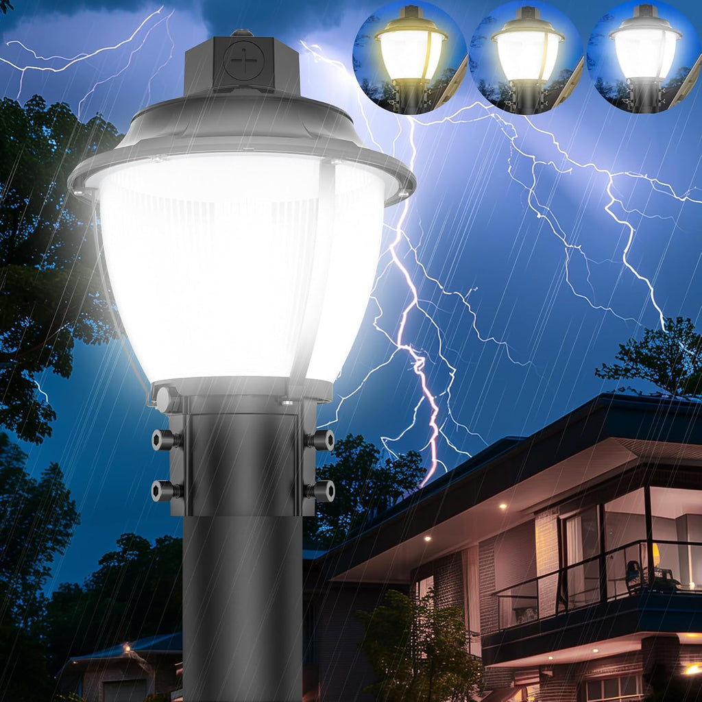 LED Post Top Light with Dusk to Dawn Photocell, 3/4/5000K LED Pole Area Lights 60W/48W/36W Outdoor Post Lights Fixture for Parking lot Yard Garden Street, Commercial IP65 Waterproof AC100-277V