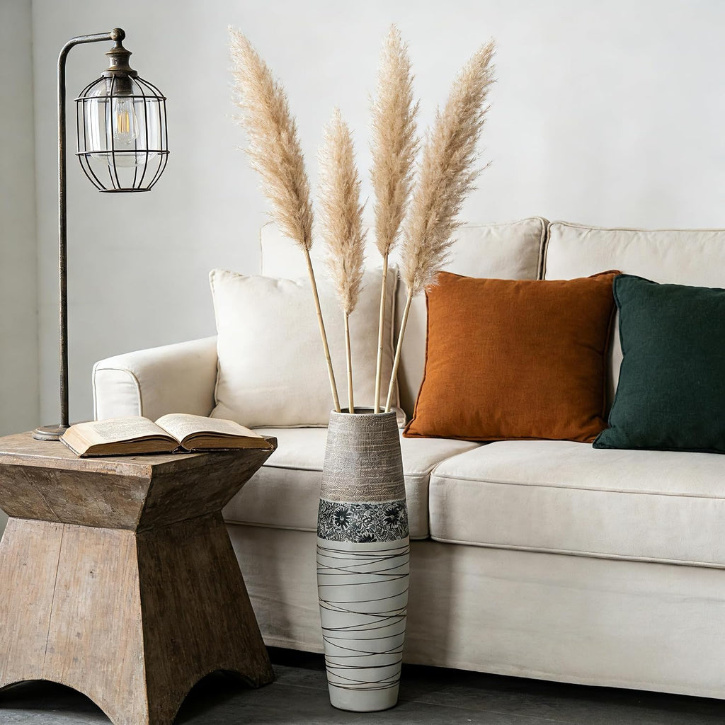 Tall Floor Vase-23.6 inches (60cm) Vintage Bohe Modern Large Rustic Ceramic Sturdy Home Decor Floor Handmade Tall Vases for Living Room Entryway Decor