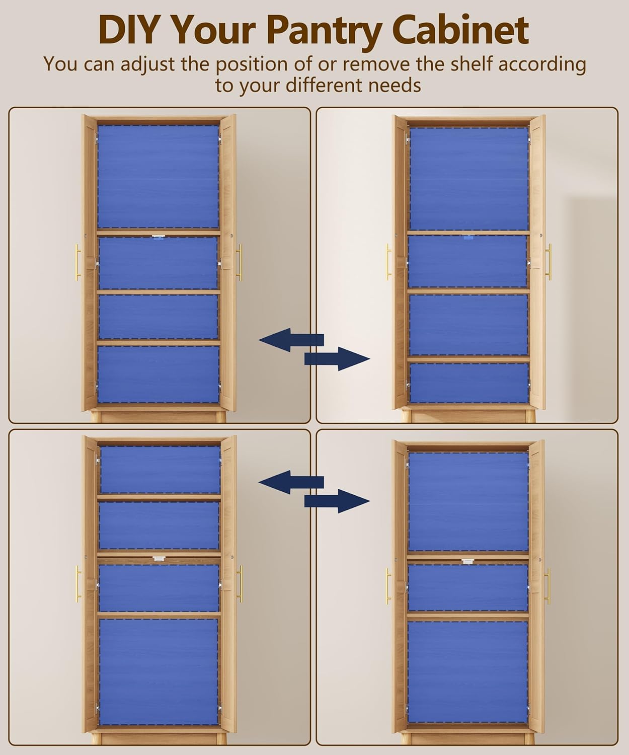 Keehusux 55' Rattan Tall Storage Cabinet, Bathroom Floor Cabinet with 2 Doors, Adujustable Shelf and Solid Wood Legs, Cupboard, Kitchen Pantry for Living Room, Dining Room, Natural KES020MCWG