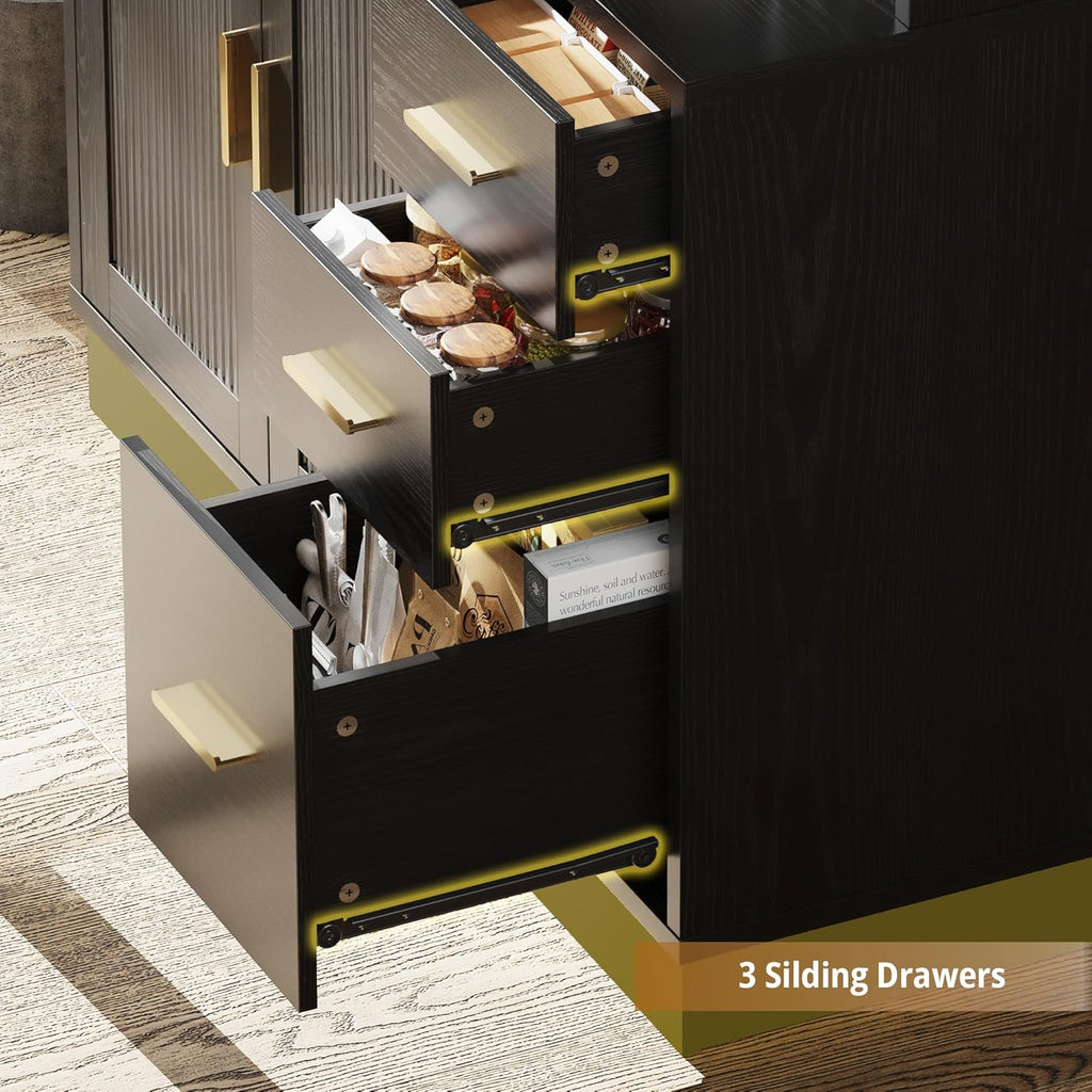 ANCTOR 71' Modern Kitchen Pantry Cabinet with Countertop & Outlet - Tall Storage Cabinet with Adjustable Shelves, Soft-Close Doors, USB/AC Outlet for Kitchen Hutch, Dining Room, Living Room