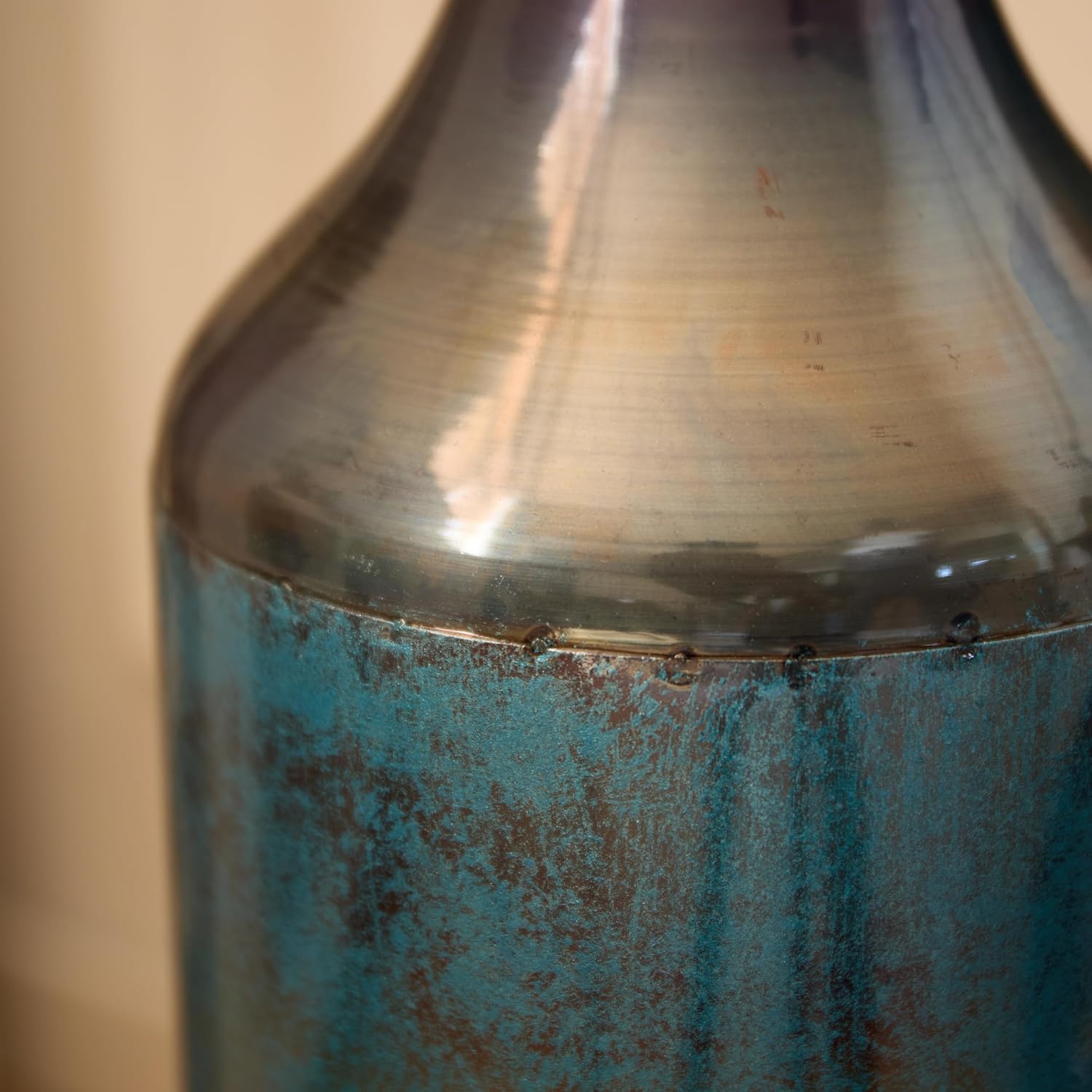Aqua Blue Tall Floor Vase - 20.4/24.4/28.34 in Metal Droplet-Shaped Vases Extra Large Decorative Vase Set of 3 Living Room Modern Gorgeous Home Decoration Large Glazed Metal Vase
