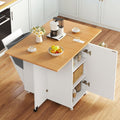 YITAHOME Kitchen Island with Drop Leaf, Folding Extendable Dining Table with Power Outlet, Space Saving Mobile Storage Islands with Trash Can Cabinet Fit 10-Gal Garbage Bin, Yellow Oak