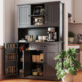 Gizoon Kitchen Pantry Cabinet with Countertop Kitchen Hutch Storage Cabinet 67.7' Tall Pantry Coffee Bar with Storage for Dining Room and Craft Room, Painted Black