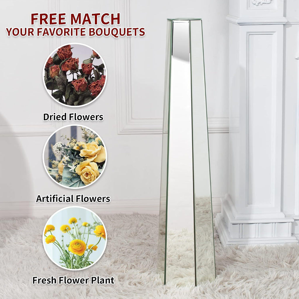 SHYFOY 30 inch Tall Mirror Floor Vase, Silver Large Vases for Decor Living Room Floor, Sophisticated Vessel for Decorative Branches and Dried Flowers (2 Pack)