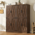 Unikito 71' Tall Kitchen Pantry Cabinet with Farmhouse Barn Doors and Storage Drawer, 8 Adjustable Shelves, Freestanding Cupboard for Dining Room, Living Room, Utility Room, Weathered Brown 2 Pack