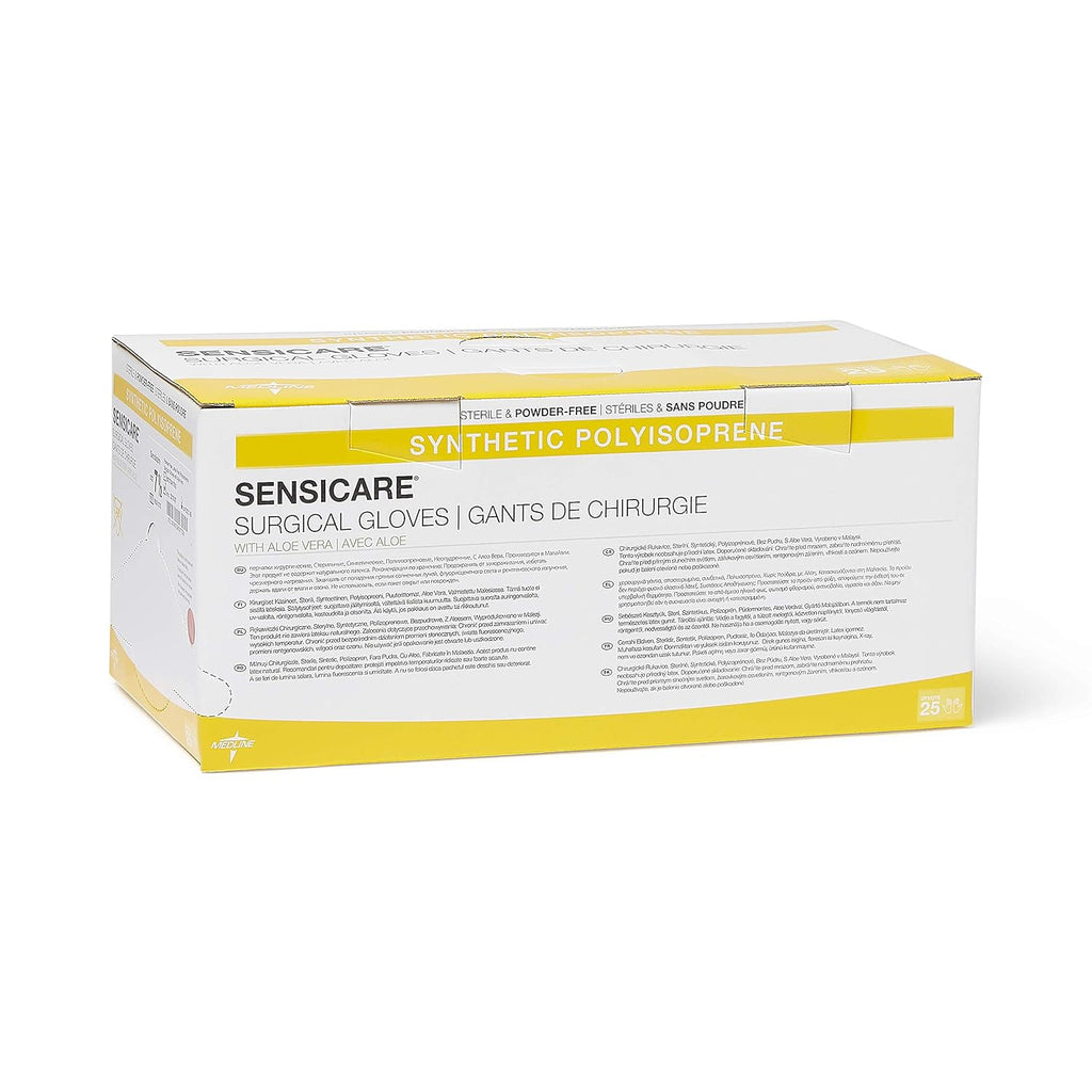 Medline SensiCare with Aloe Sterile Powder and Latex-Free Surgical Glove, Size 7.5, White (Pack of 100)