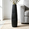 Black Ceramic Tall Floor Vase – 28' Modern Minimalist Decorative Large Vase for Living Room Corner, Entryway, or Office Home Decor