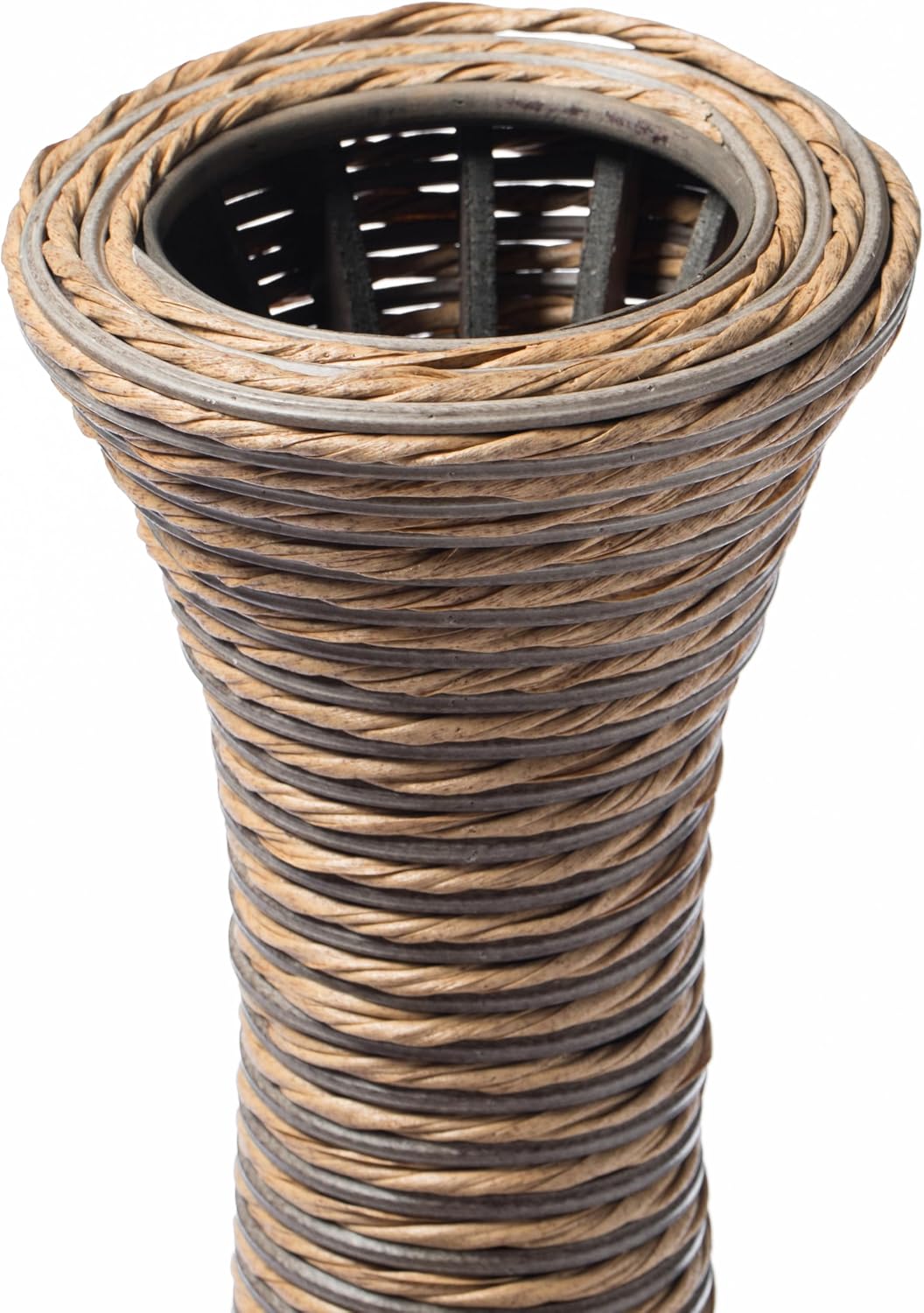Set of 2 38-inch Tall Artificial Rattan Floor Vase in Elegant Beige - Statement Piece for Living Room Decor, Entryway, or Hallway - Versatile Home Accen