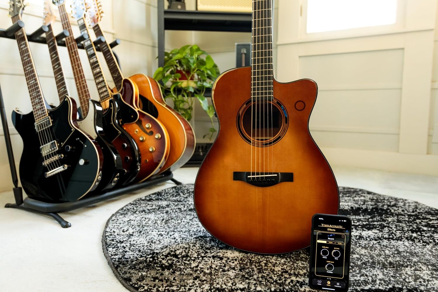 Yamaha TAS3 C TransAcoustic Guitar (2nd Gen), Sand Burst Finish with Hard Bag