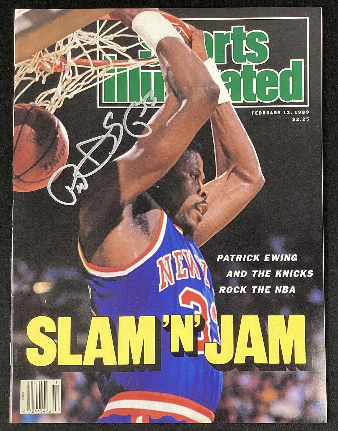 Patrick Ewing Signed Sports Illustrated Mag 2/13/89 NO LABEL Knicks HOF Auto JSA - Sports Memorabilia