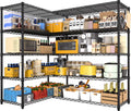 PrimeZone 5 Tier 72' W x 16''D x 76''H Metal Storage Wire Shelves - Heavy Duty Standing Garage Shelving Unit, Adjustable Steel Wire Rack Utility Shelf for Warehouse Kitchen Pantry Corner, Black