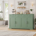 HOSTACK 60' Large Buffet Sideboard with Storage, 36' Tall Kitchen Buffet Storage Cabinet with 4 Drawers, Modern Coffee Bar Cabinet with Silver Handles, Long Sideboard Buffet Table for Kichen, Green