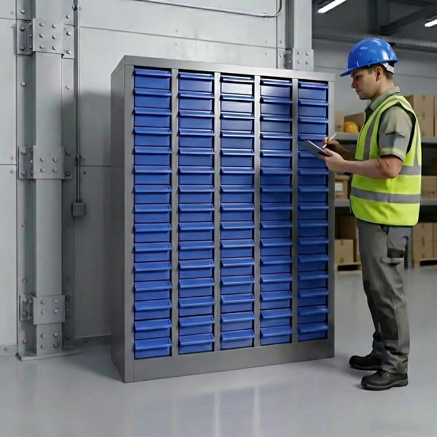 75 Drawers Nut and Bolt Organizer, 26x9x35.4 Stainless Steel Parts Cabinet with Shelfs & Labels Bolt Organizer for Workshop Tool & Hardware Storage and Organization (75 Drawers)