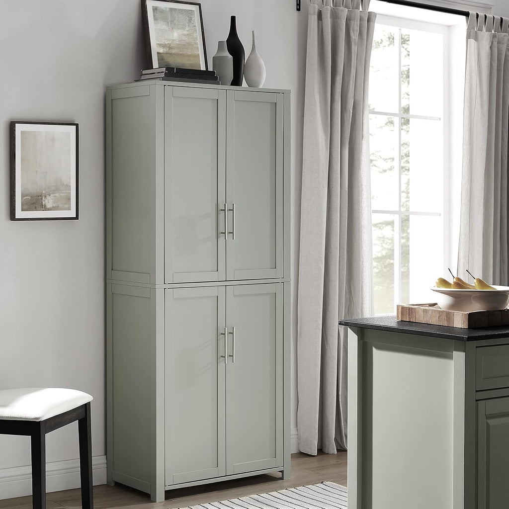 Crosley Furniture Savannah Tall Pantry Storage Cabinet with Shelves, Kitchen, Dining, or Laundry Room, Gray