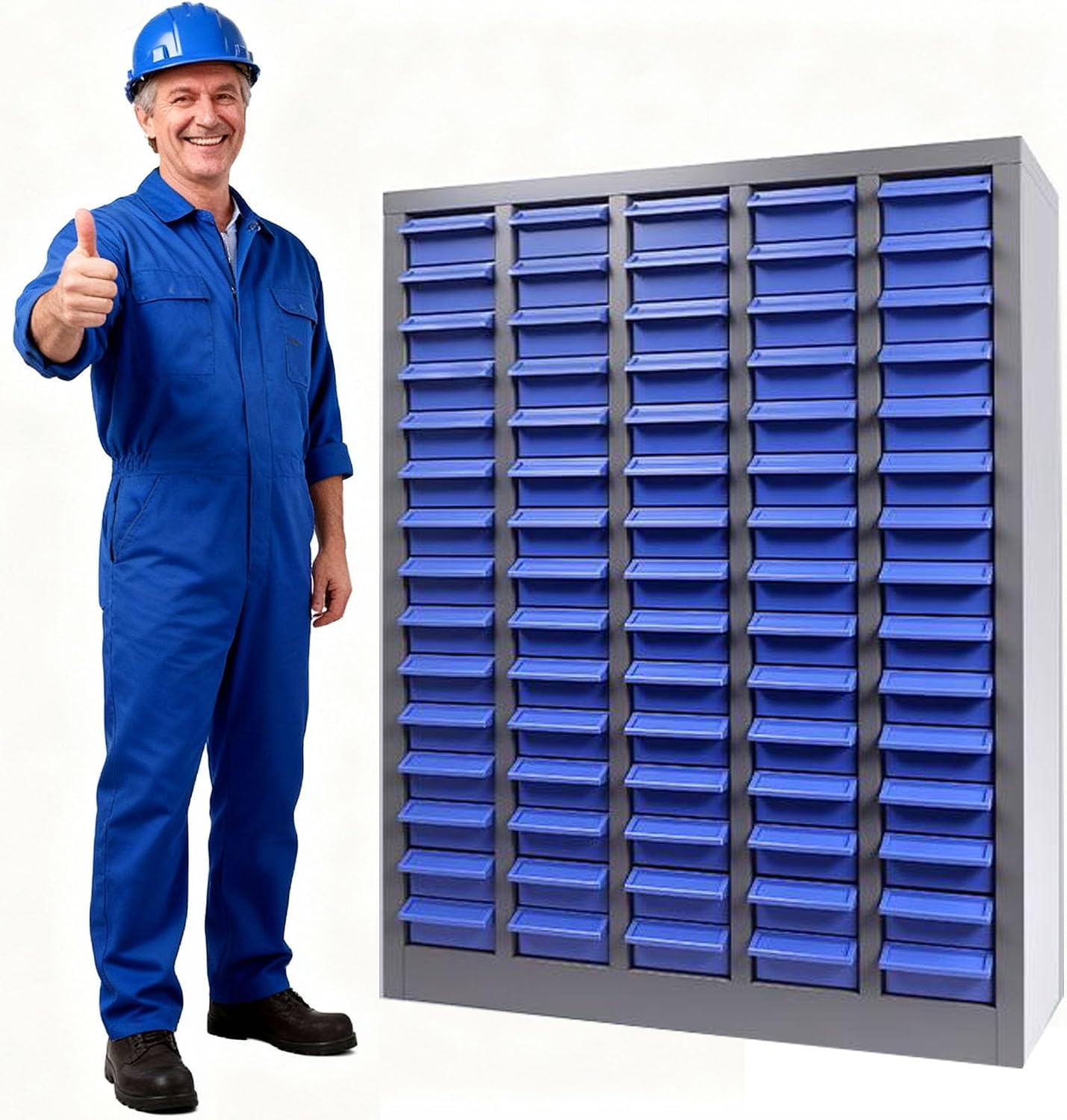 75-Drawer Nut and Bolt Organizer, Parts Cabinet No ssembly, with Labels & Adjustable Dividers, ABS Drawers, 860LBS, Alloy Steel Frame for Workshop Garage