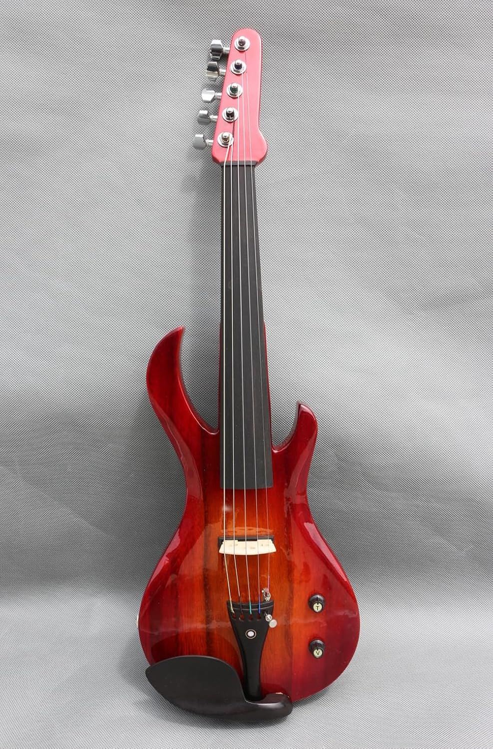 electric Viola 16 inch guitar-shaped Viola Solid Wood Body Ebony Fittings with case Bag, viola Bow, Rosin for Adults&Beginner&Students (Red 5str)