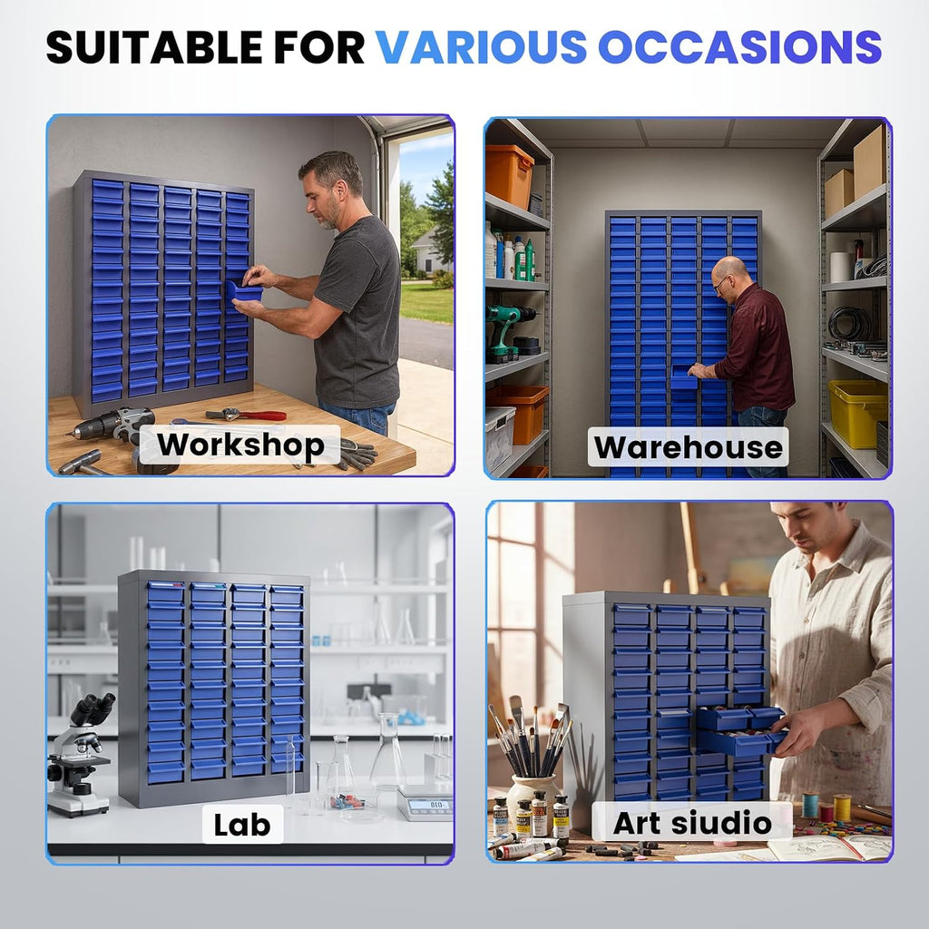 40-Drawer Metal Organizer, Garage Storage Cabinet for Nuts and Bolts, Heavy-Duty ABS Drawers with Alloy Steel Frame, Ideal for Workshop, Office & Home (40 Drawers)