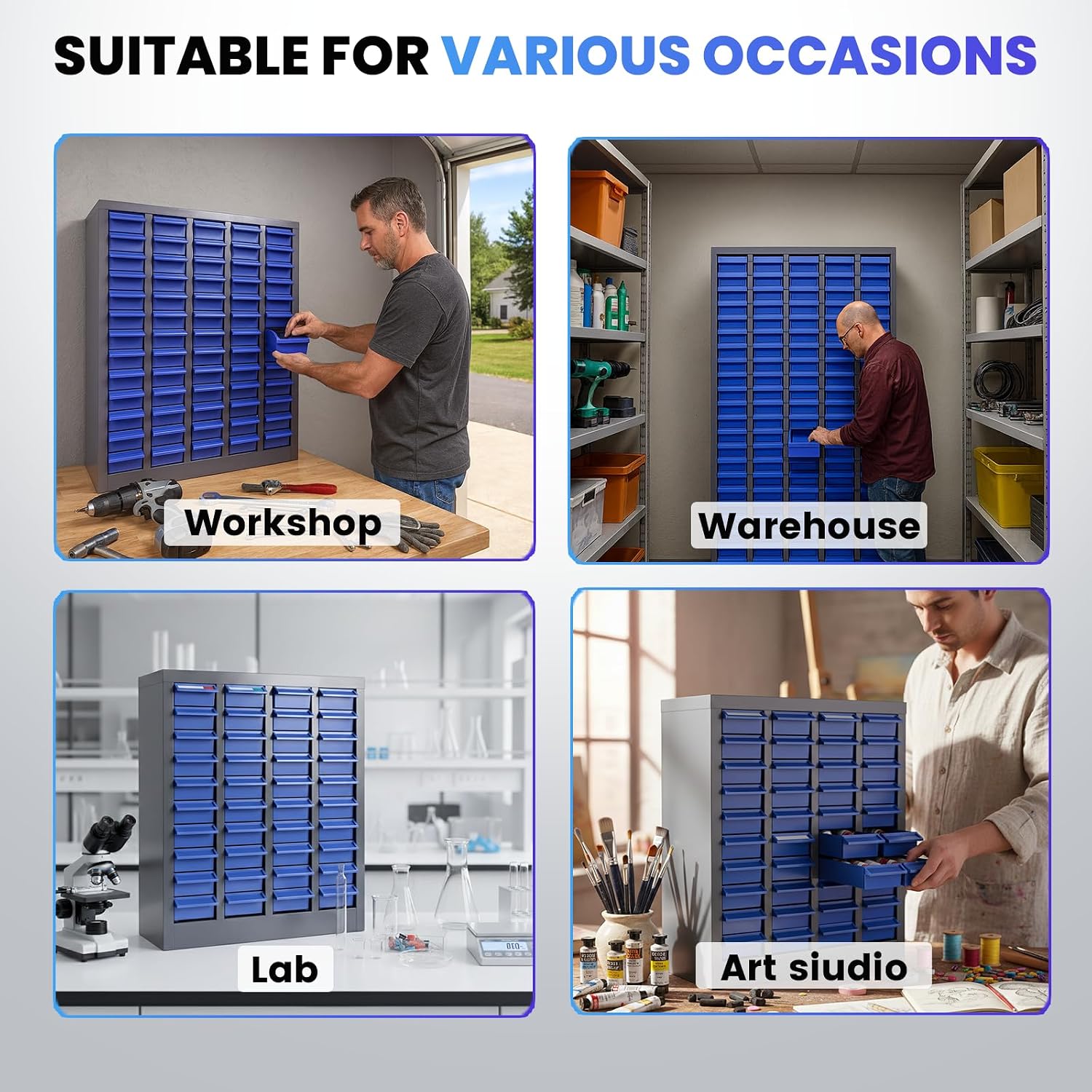 40-Drawer Metal Organizer, Garage Storage Cabinet for Nuts and Bolts, Heavy-Duty ABS Drawers with Alloy Steel Frame, Ideal for Workshop, Office & Home (40 Drawers)