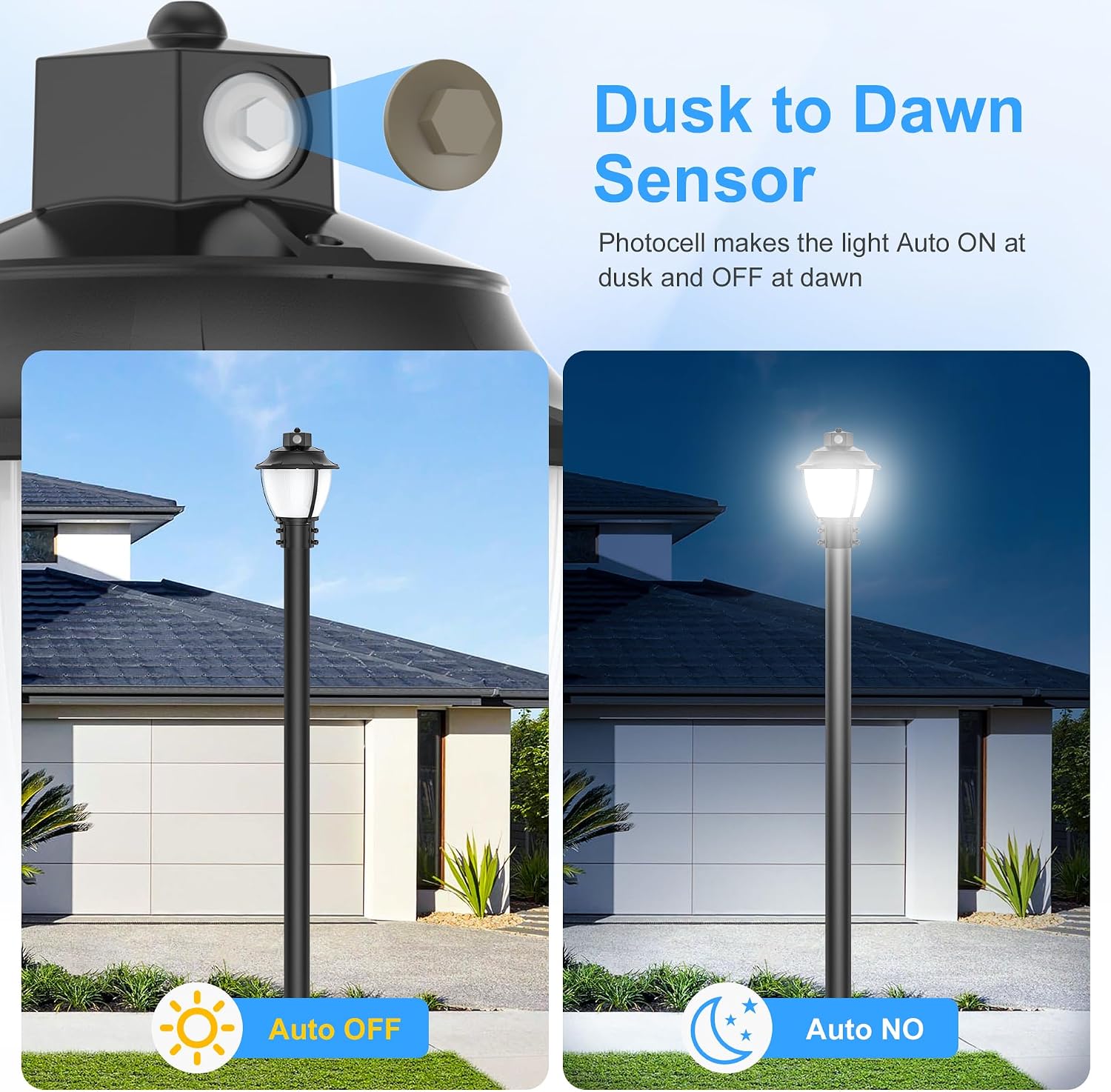 BBESTLED LED Post Top Light, 80W 60W 48W Adjustable LED Pole Area Lights with Dusk to Dawn Photocell, 3/4/5000K, ETL Outdoor Post Lights for Garden Yard, IP65 Waterproof AC100-277V